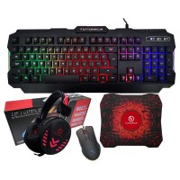 Tuttonica 4 in 1 RGB Gaming Combo sets with Gaming Keyboard and Mouse, Mouse Pad & Gaming Headset, Wired LED RGB Backlight Bundle for PC Gamers